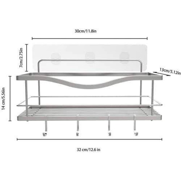 KINCMAX Shower Caddy Basket Shelf with Hooks for Hanging - Picture 3 of 4